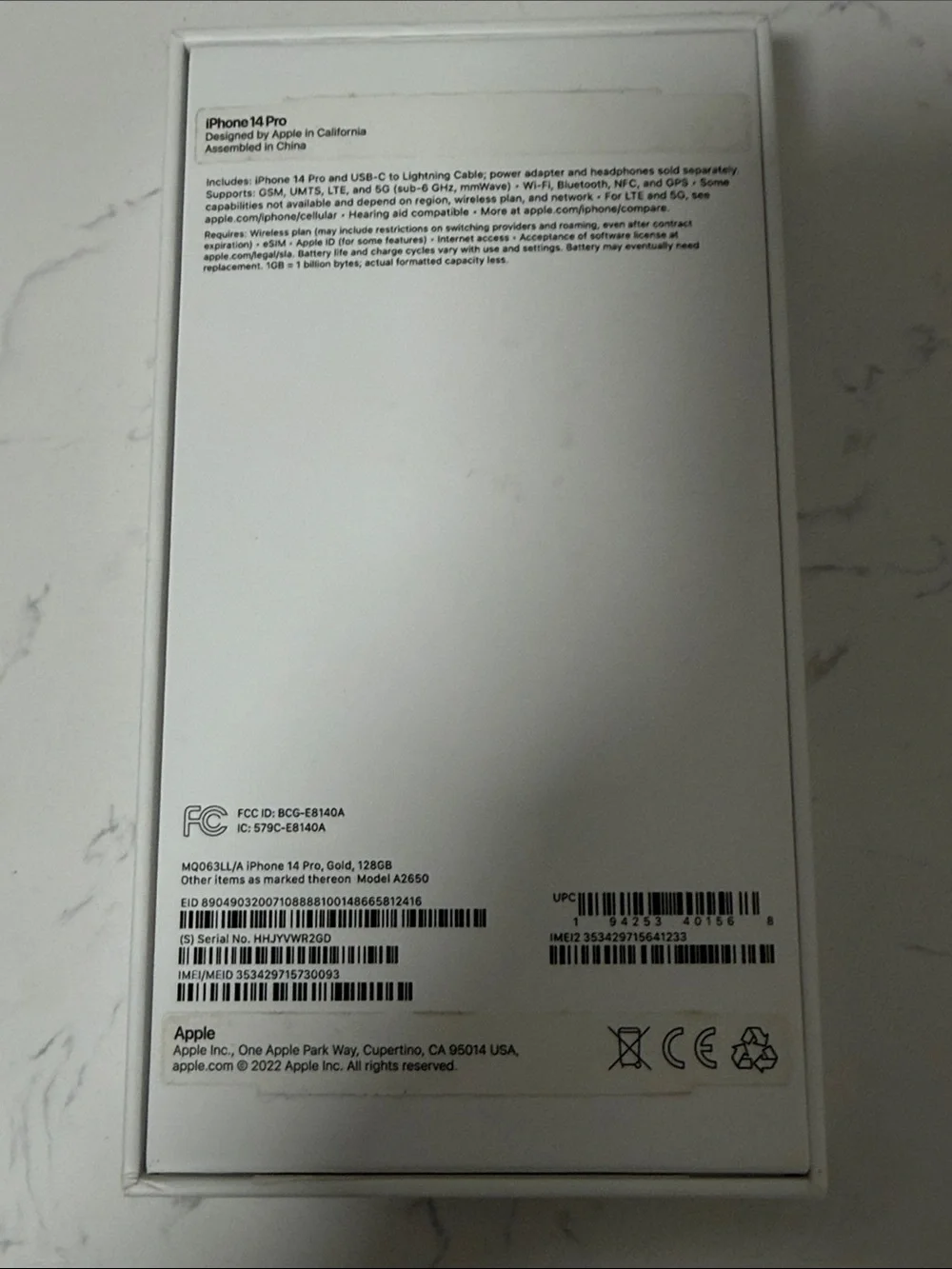 Apple iPhone 14 Pro Max - Gold NO PHONE BOX ONLY